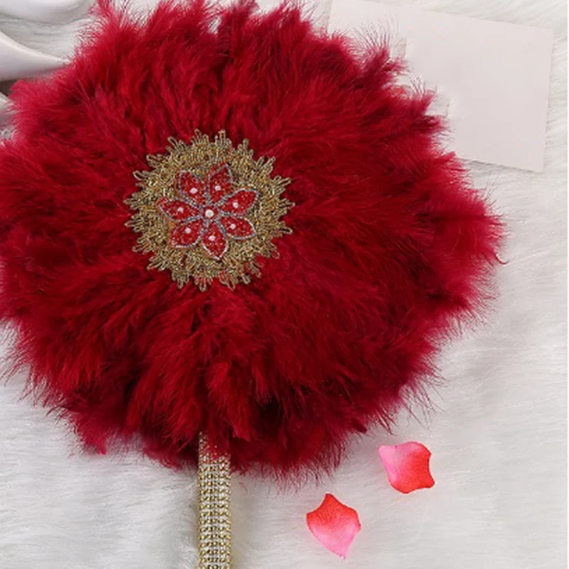 1 Piece African Feather Hand Fan Handheld African Bridal Fans For Wedding Feather Fan