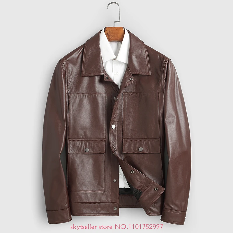 

High Quality Genuine Leather Jacket Men First Layer Cowhide short Jacket Spring Autumn Leather Coats