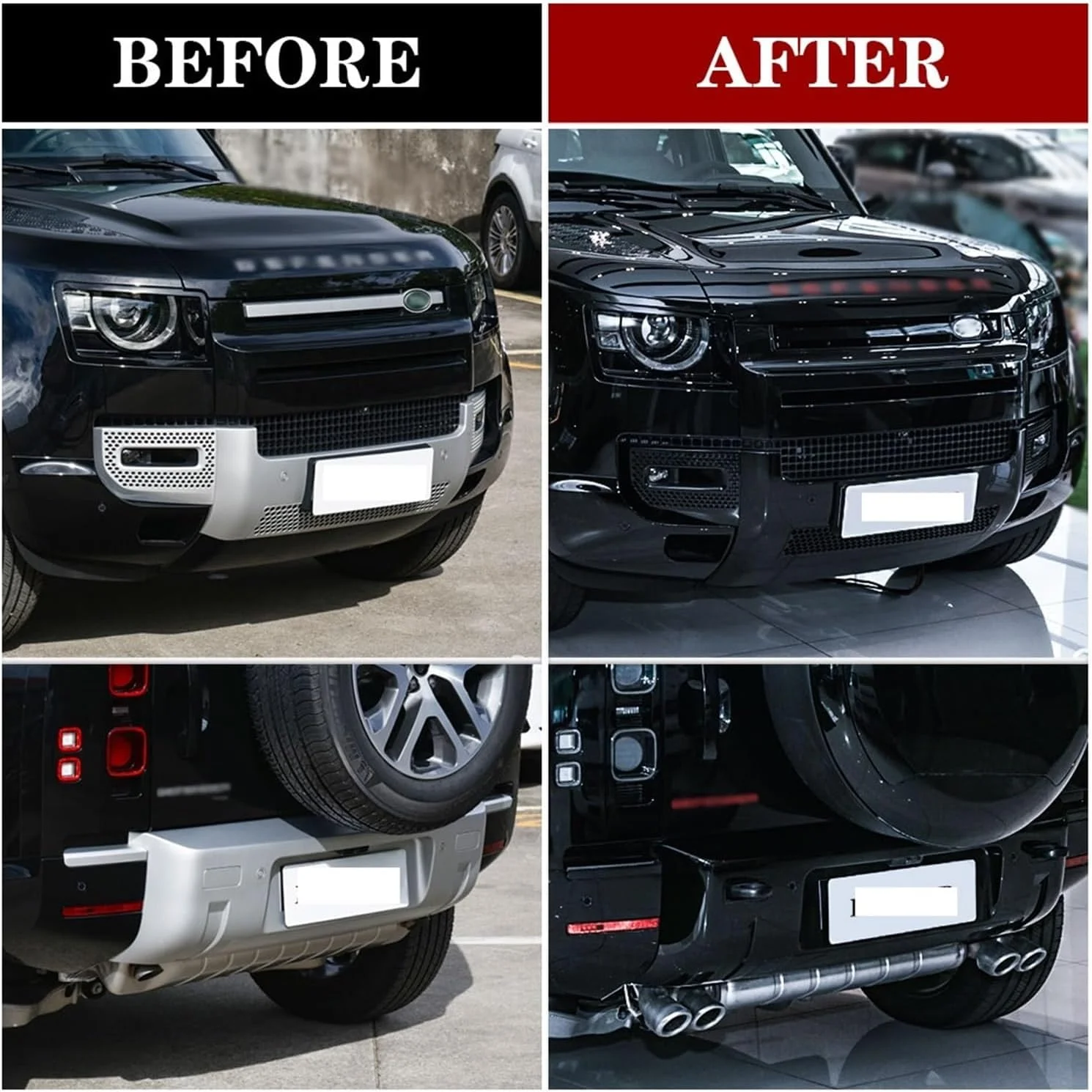 11pcs Glossy Black Body Kits Modified Front Rear Bumper Trims Grille Cover fit for Land Rover Defender 110 90 130 2020-2025