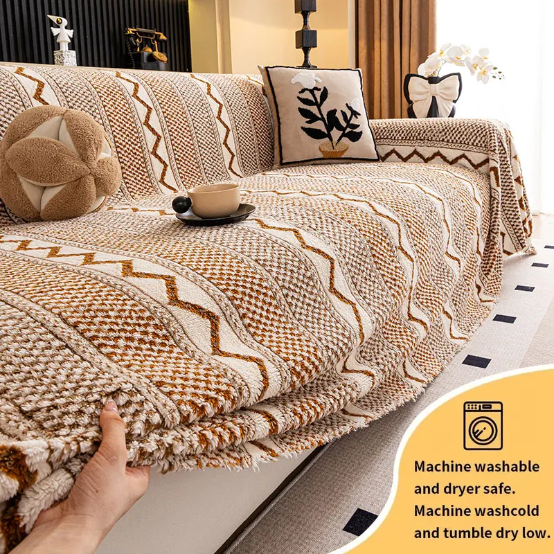 1PC-Sofa Towel Autumn and Winter Thick Retro Four Season Universal 2025 New High-end Anti Slip Sofa Towel Full Cover Cover