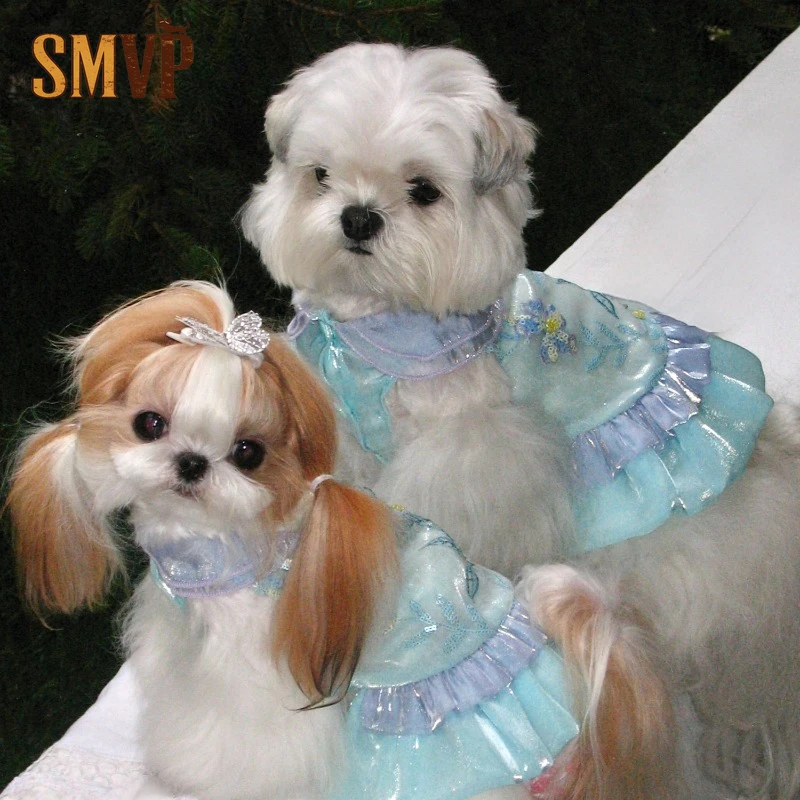 

Summer Tulle Breathable Shiny Green Sequins Flower Decorative Dress Pet Cat Small Medium Dog Clothes Puppy Clothes