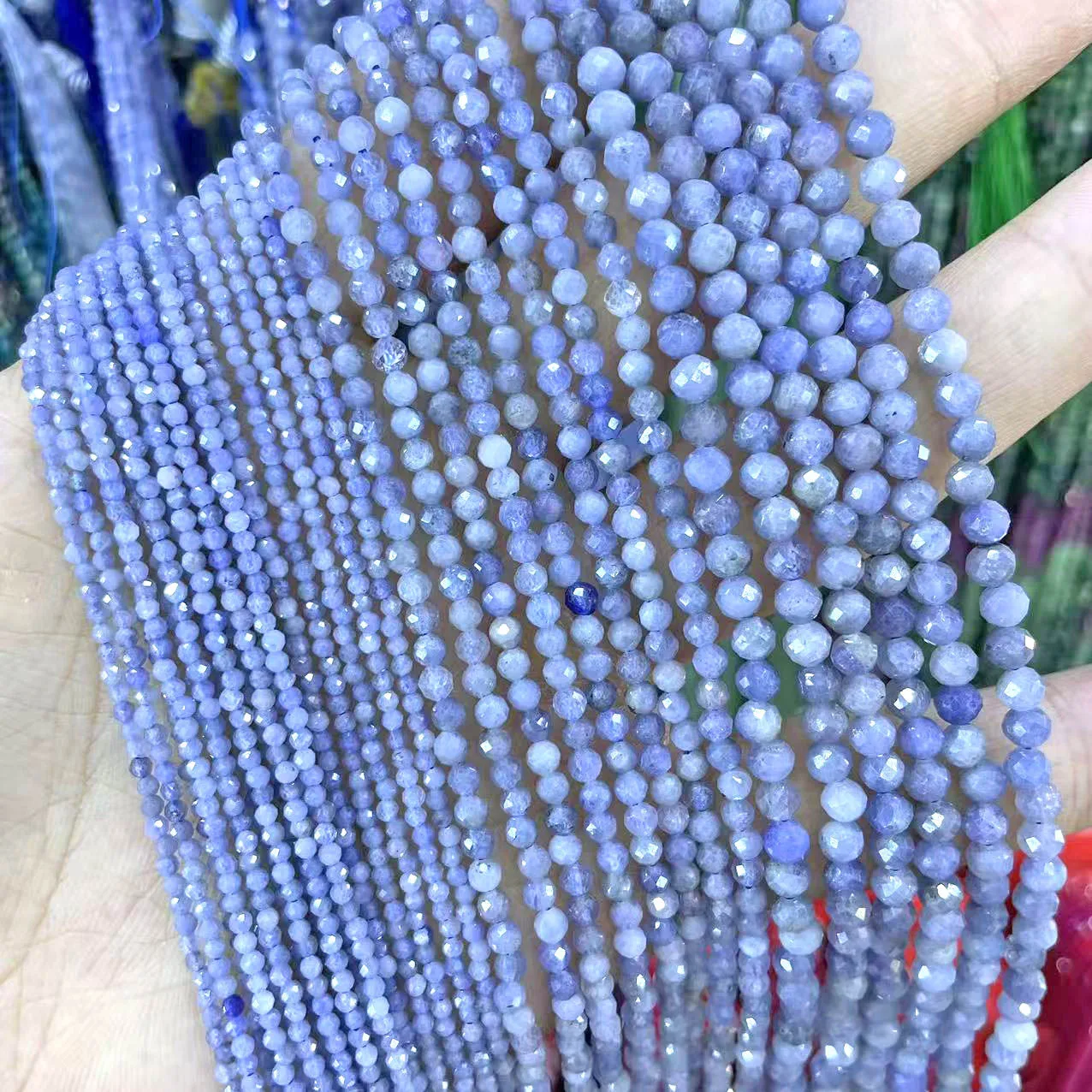 2-4mm Natural Tanzanite Faceted Round Beads Faceted Loose Beads  Handmade DIY Bracelet Necklace Jewelry Matching Wholesale