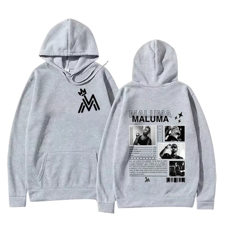 랩퍼 가수 Maluma 음악 앨범 커버 패션 프린트 까마귀 남성 여성 빈티지 스웨트 프린트 그래픽 오버 사이즈 유니섹스