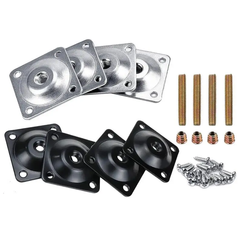 New 1 Set Thick Iron Furniture Leg Mounting Plates Table Leg Brackets Connector Sofa Couch Desk Legs Repair Hardware Accessor