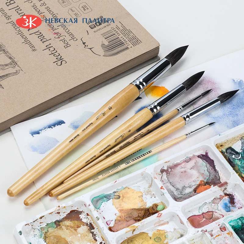 1 قطعة الروسية الأبيض ليالي السوناتة الفنانين الصف المهنية السنجاب فرشاة رسم الشعر القلم ، للألوان المائية ، الغواش اللوحة #5