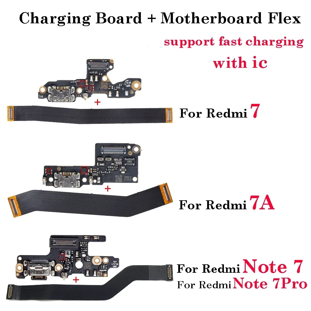 

1set USB Charging Port Support Fast Quick Dock Charge Board + Mother Mian Board Flex Cable For Xiaomi Redmi 6 Pro Note 6 Pro