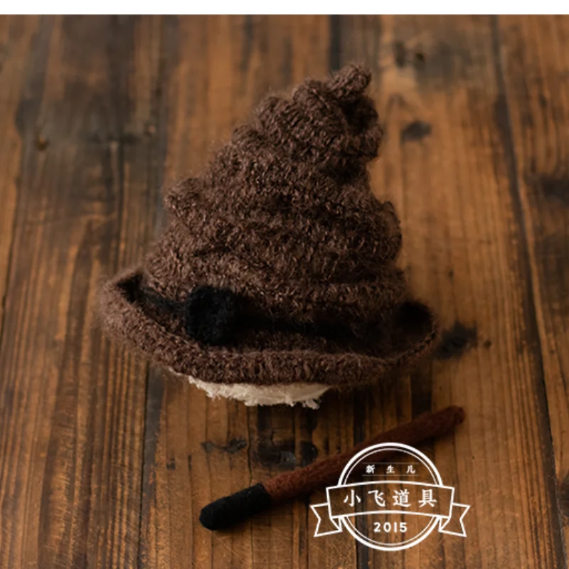 Newborn Magic Stick Hat Photography Props Baby Knitting Scarf 3-peice Set Fotografia Accessories Studio Shooting Photo Props