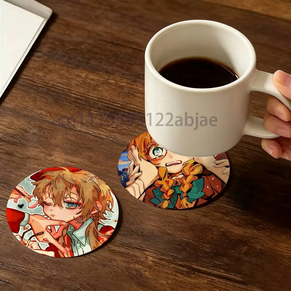 S-Shijima Mei T-TBHK Round Wooden Coaster Decorative Coffee Cup for Use in Coffee Shops Bars