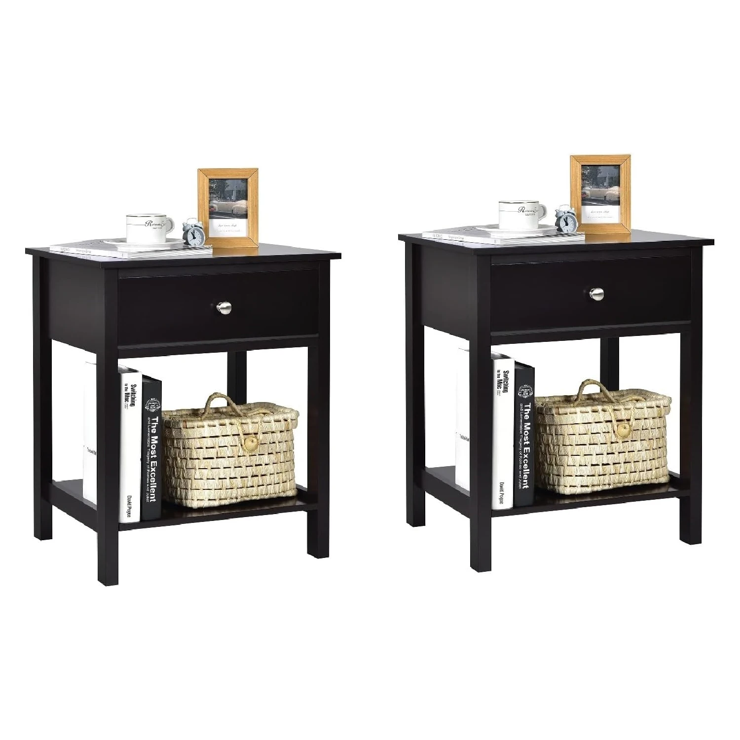 Bedside table with drawer, side table table 2 level Wood, night chest of drawers bedside cabinet hallway chest of drawers, hallway table telephone table