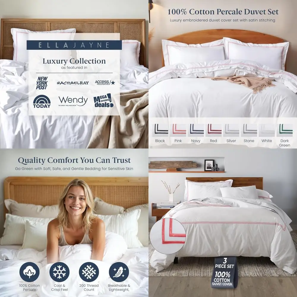 

Комплект пододеяльников King Size из 100% хлопка Percale с 2 наволочками, розовый узор