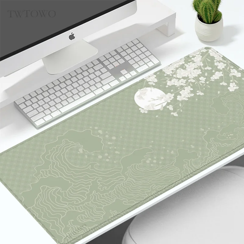 Mouse Pad Gaming Green Japanese Waves XL Home Large Mousepad XXL MousePads keyboard pad Non-Slip Soft Table Mat Mice Pad