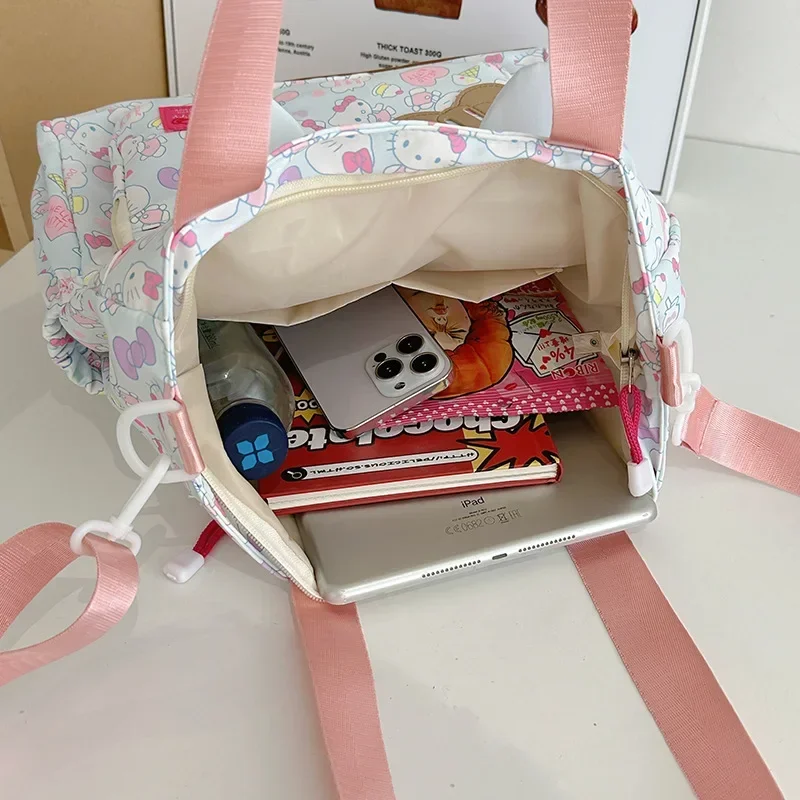 Korean Girl Carrying Large Capacity Storage Bag Ins Cute Printed Soft Student Practical and Lightweight Hello Kitty 2024 New