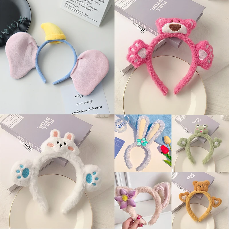 Diadema de felpa con orejas de Disney para mujer, bandanas de Dumbo, muñeca StellaLou, accesorios para el cabello suaves, Cosplay para niños, regalo