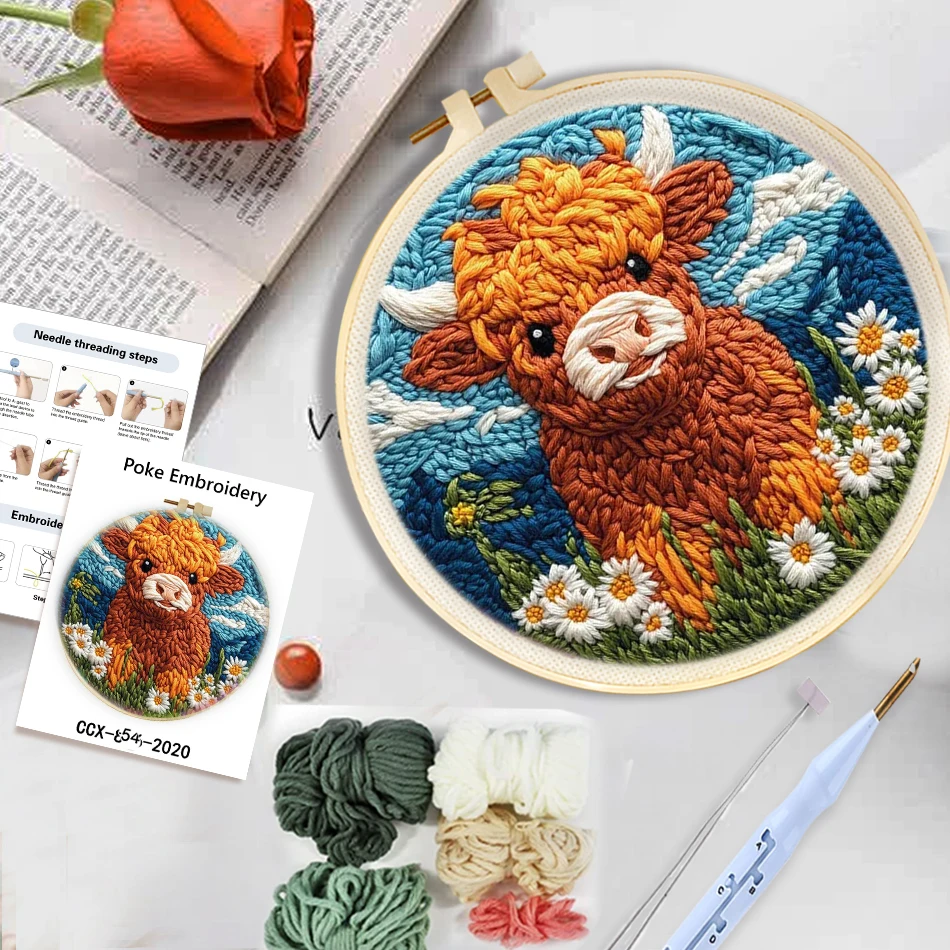 DIYパンチニードルキット かわいい動物柄生地 フープ付き  - Yarn Home Decor のレビューと価格