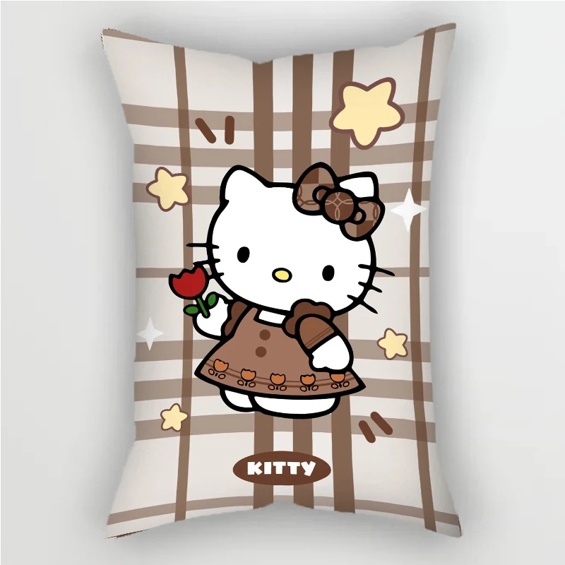 Anime Kawaii Hello Kitty 30x50cm Pillow Case Autumn Winter Plush Leopard Sanrios Sofa Room Nap Pillowcase Cover Party Decor Gift