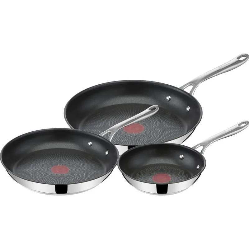 

3 Piece Stainless Steel Nonstick Frying Pan Set 20 24 28cm Induction Compatible
