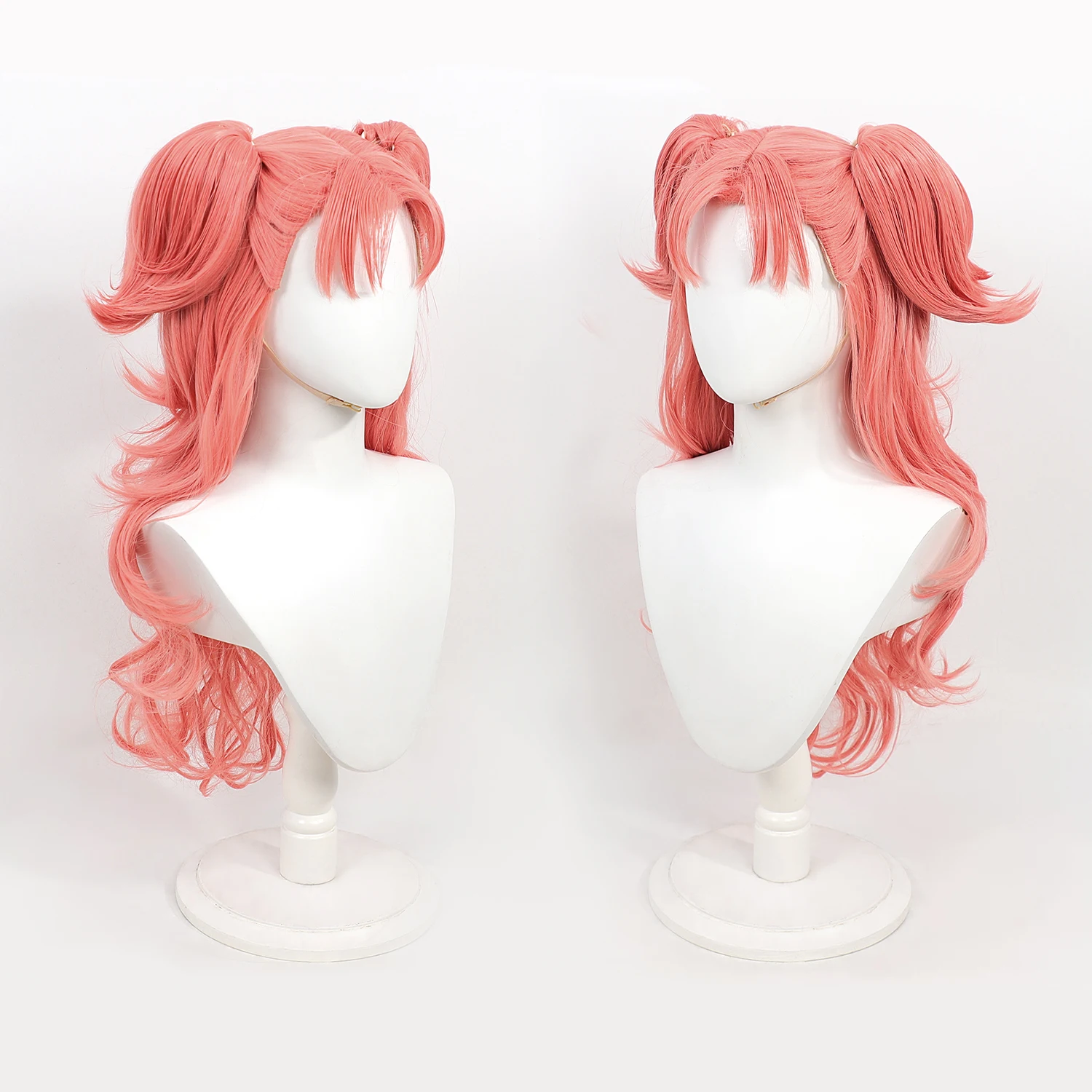 Cos Wig Witch Hat Atelier Tetia Pink Long Curly Hair With Detachable Claw Clip Twin Ponytails Scalp Synthetic Wig For Halloween