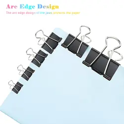 12pcs Black Metal Binder Clips File Paper Clip 19 25 32 41 51mm Notes Letter Clip School Office Stationery Supplies Book Clip