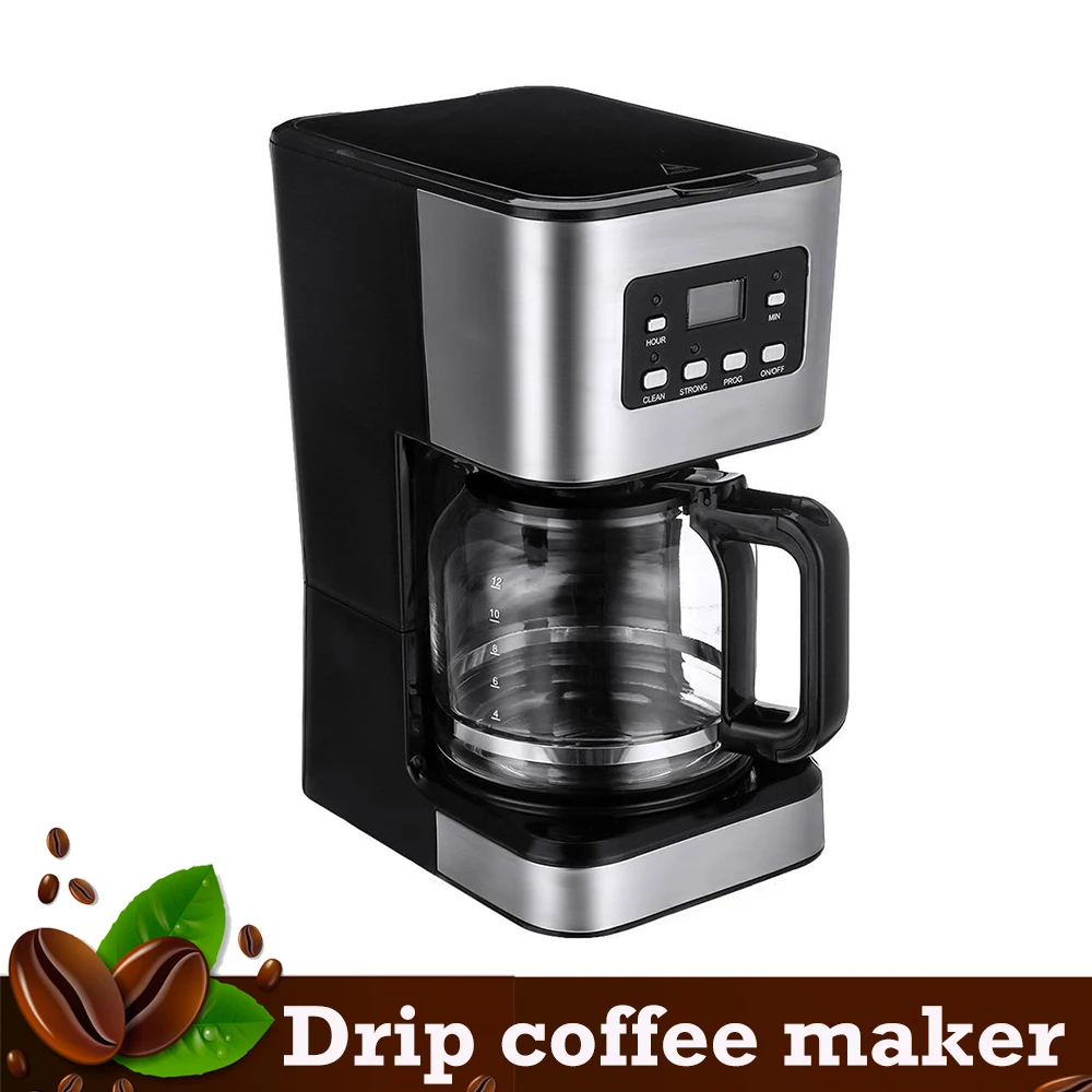 Электрическая кофеварка, 950 Вт, 12 чашек, автоматическая капельная Кофеварка с кофейником, 220 В, функция автоматического сохранения тепла, для дома и офиса