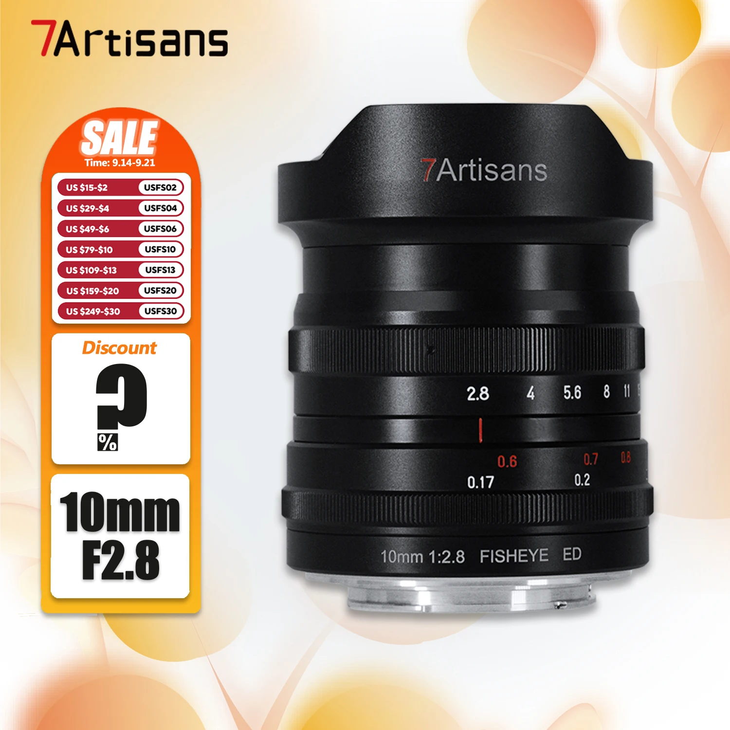 

7artisans Full Frame 10mm F2.8 Ultra-wide Angle Large Aperture Prime Lens for Camera with Sony E Canon RF Nikon Z Sigma L Mount
