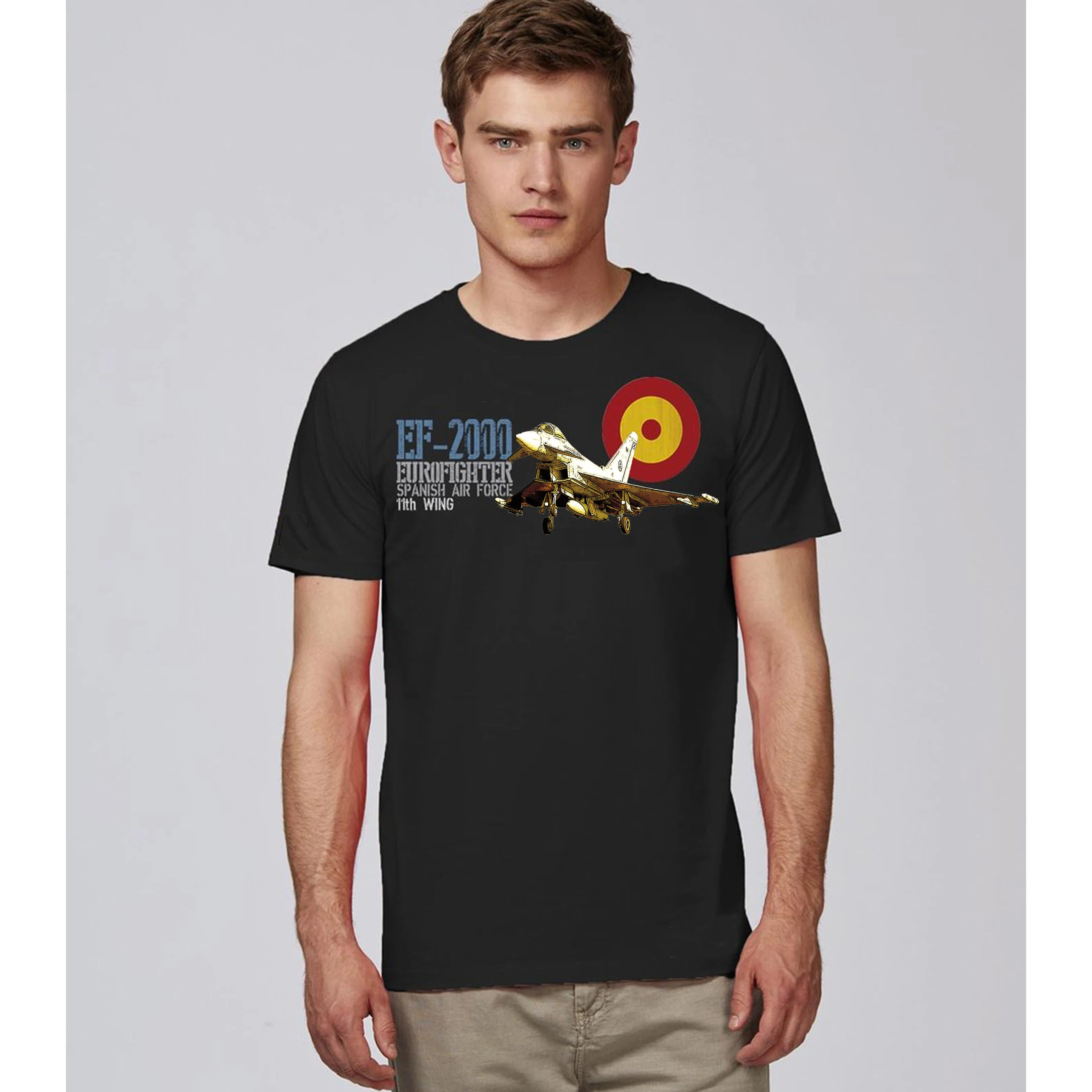

Spanish Air Force 11th Wing EF-2000 Eurofighter Military T-Shirt. Summer Cotton Short Sleeve O-Neck Mens T Shirt New S-3XL