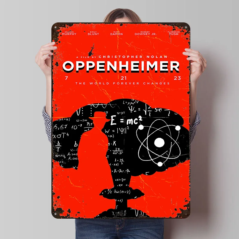 Oppenheimer Filmplakat, personalisierte Vintage-Metallschilder, Wandkunst, Retro-Blechschild für Raumdekorationen, Badezimmer-Dekor, Männerhöhle