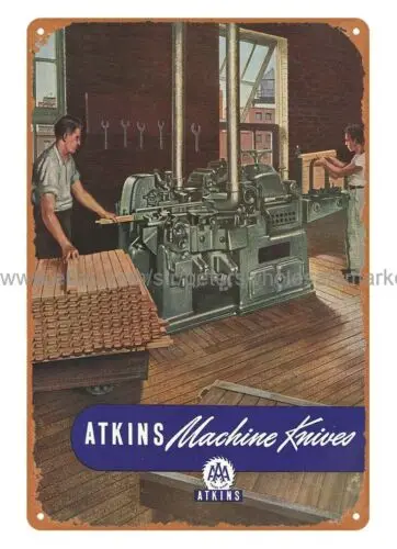 1953 ATKINS MACHINE KNIVES metal tin sign plaque home accents decor