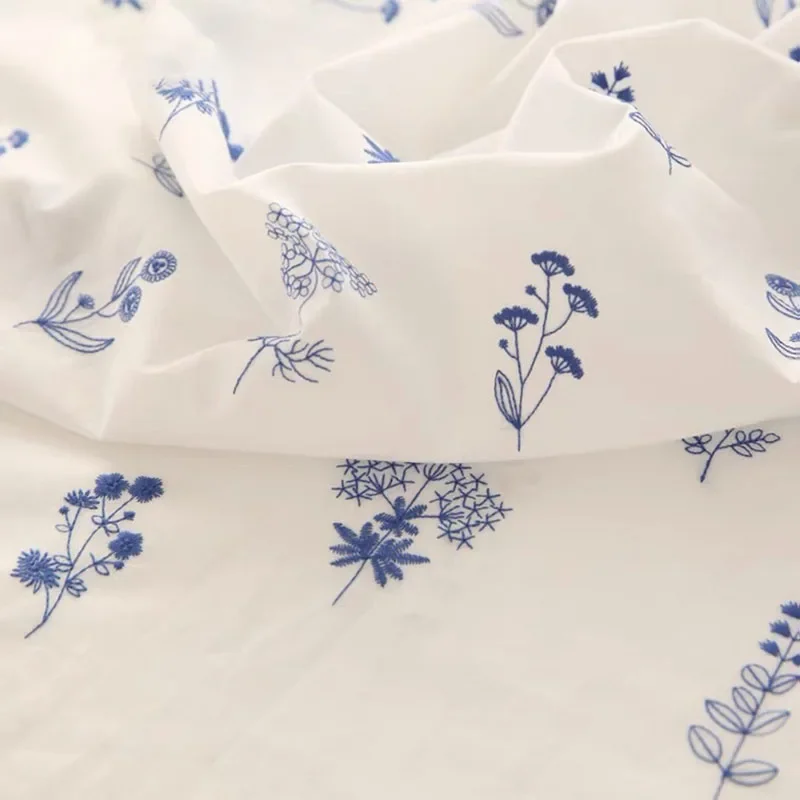 High Quality Pure Cotton Poplin Embroidered Fabric, For Women's Dress Shirt Clothing Home Decoration Handmade Diy Material image 3