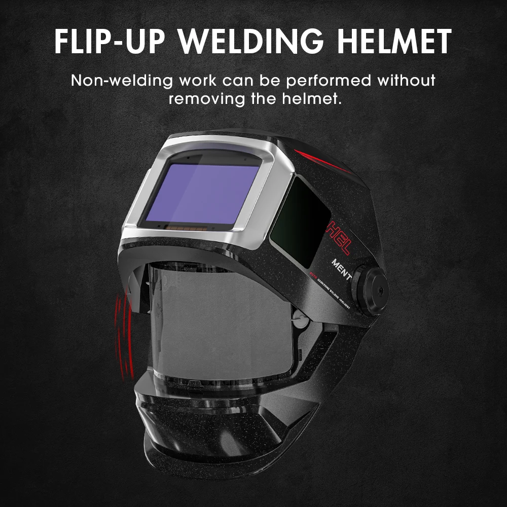 ANDELI Welding Mask Large Viewing Flip Up Design True Color Solar Powered Auto Darkening Welding Helmet Panoramic 180°for MIG