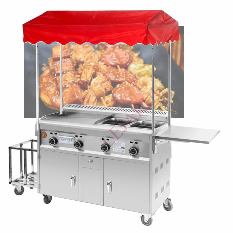 

Commercial Snack Food Trailer Truck Fried Guandong Cooking Malatang Mobile Hand Push Snack Cart