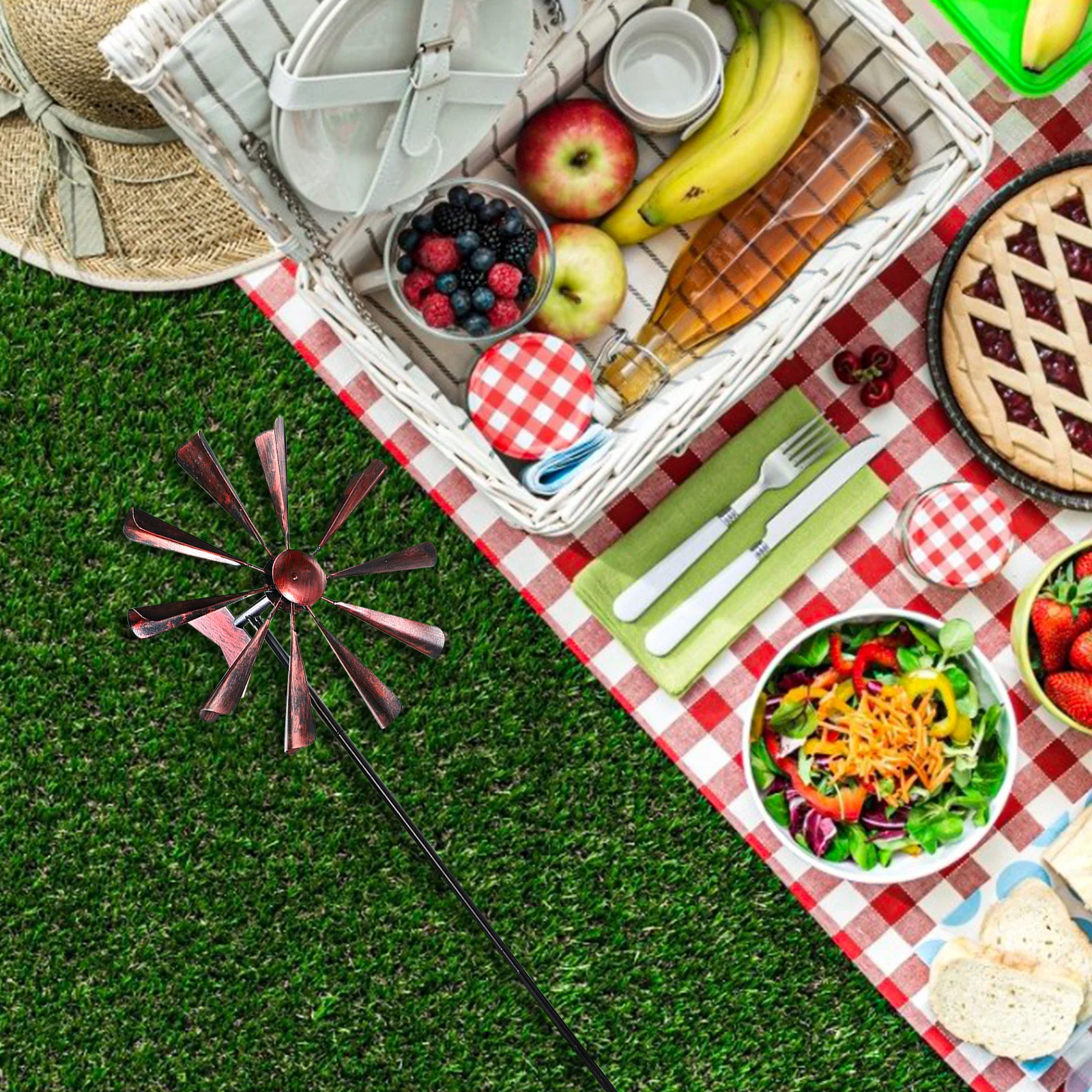 

Decoration Iron Windmill Ornament For Outdoor Garden Yard Landscape Ground Inserting Rotating Decor Courtyard Lawn Scene Garden