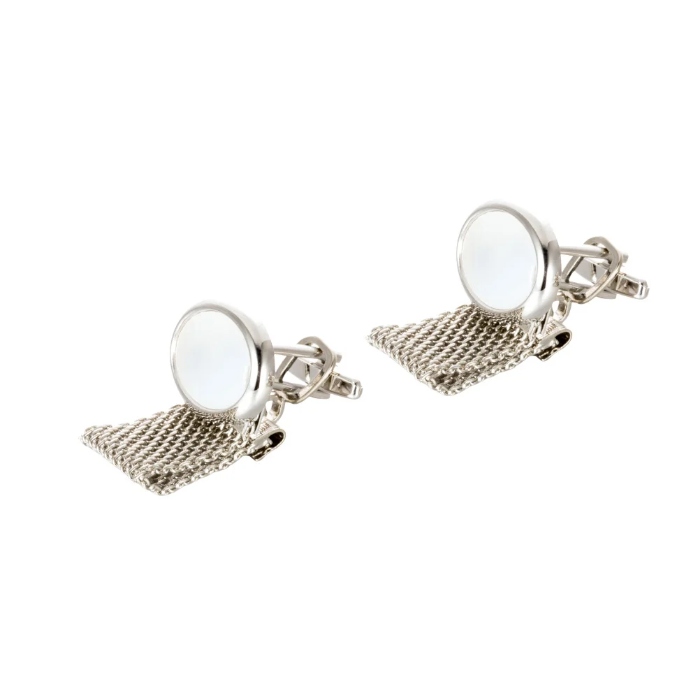 

2Pcs Shell Pearl Men Chain Style Cufflinks Shirt Sleeve Buttons Durable Stylish Wedding Business Special Occasion