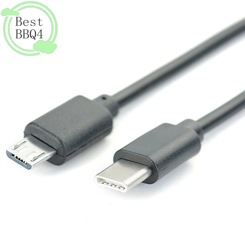 (BBQ4)1pc USB Type C Male To Micro 5 Pin B Plug Converter OTG Adapter Lead Data Cable For Mobile Phones 30cm