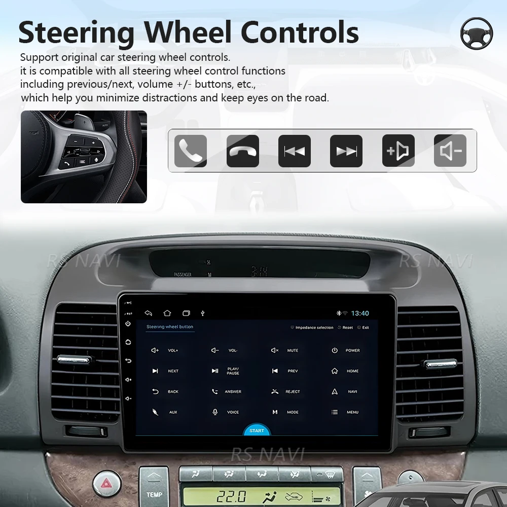Plug and Play For Toyota Camry 5 XV 2001-2006 Android 16  2K QLED Stereo Car Radio Multimedia Video Player GPS AI Voice CarPlay