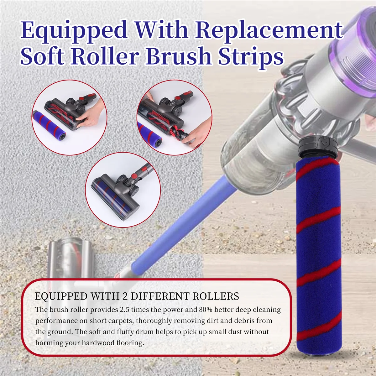 نوعية ل دايسون V7 V8 V10 V11 V15 المكانس الكهربائية مع استبدال فرشاة دوارة ناعمة بار LED المصابيح الأمامية فرشاة الأرضية إرفاق