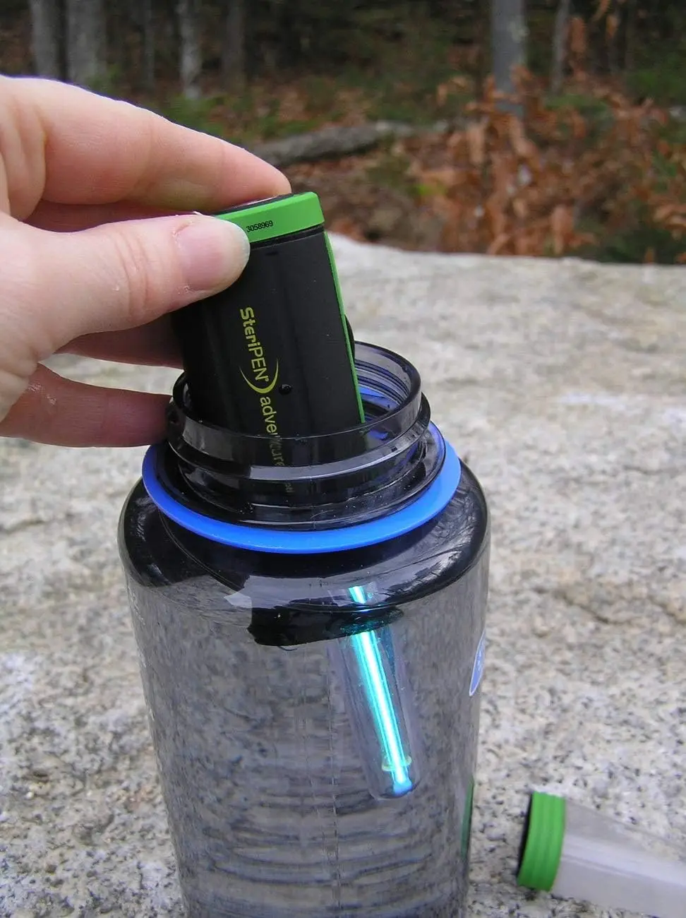 Adventurer Opti UV Personal Water Purifier for Camping, Backpacking, Emergency Preparedness and Travel Black/Green Small