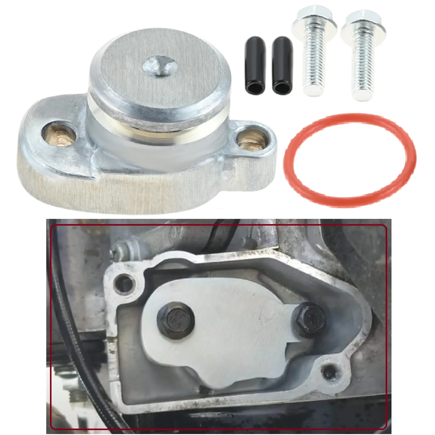 Motorcycle Oil Pump Plug Cover Set for Yamaha PW50 PW80 Y-Zinger 1981-2024 with Hi-Temp Silicone O-Ring Mounting Bolts Port Caps