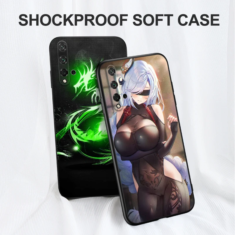 For Honor 20 Case Silicon Cover Phone Case For Huawei Honor 20 Honor20 YAL-L21 YAL-L41 black tpu case cute bear girl