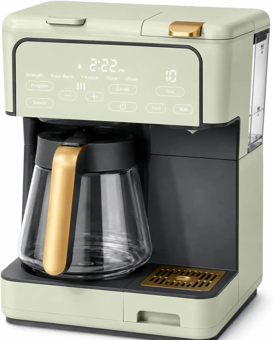 Multi-Brew Coffee Maker – 12-Cup Carafe & Single-Serve Pod or Grounds, Iced Coffee Mode, Programmable Touch Display, Includes Fi