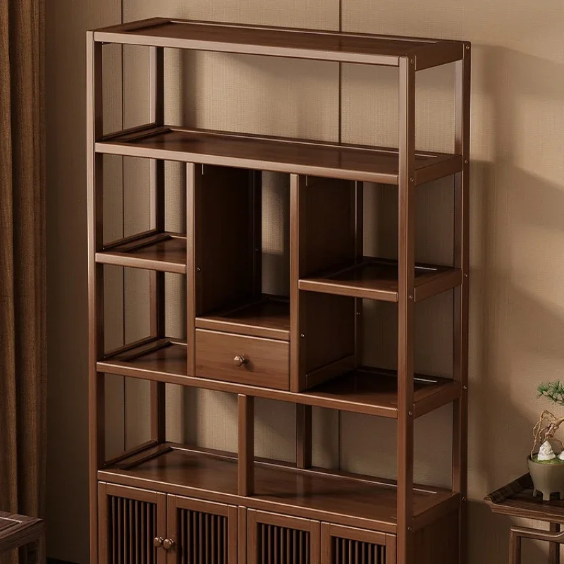 

Retro Bogu frame Chinese Duobao Pavilion shelf non-solid wood ornament display cabinet placed against the wall