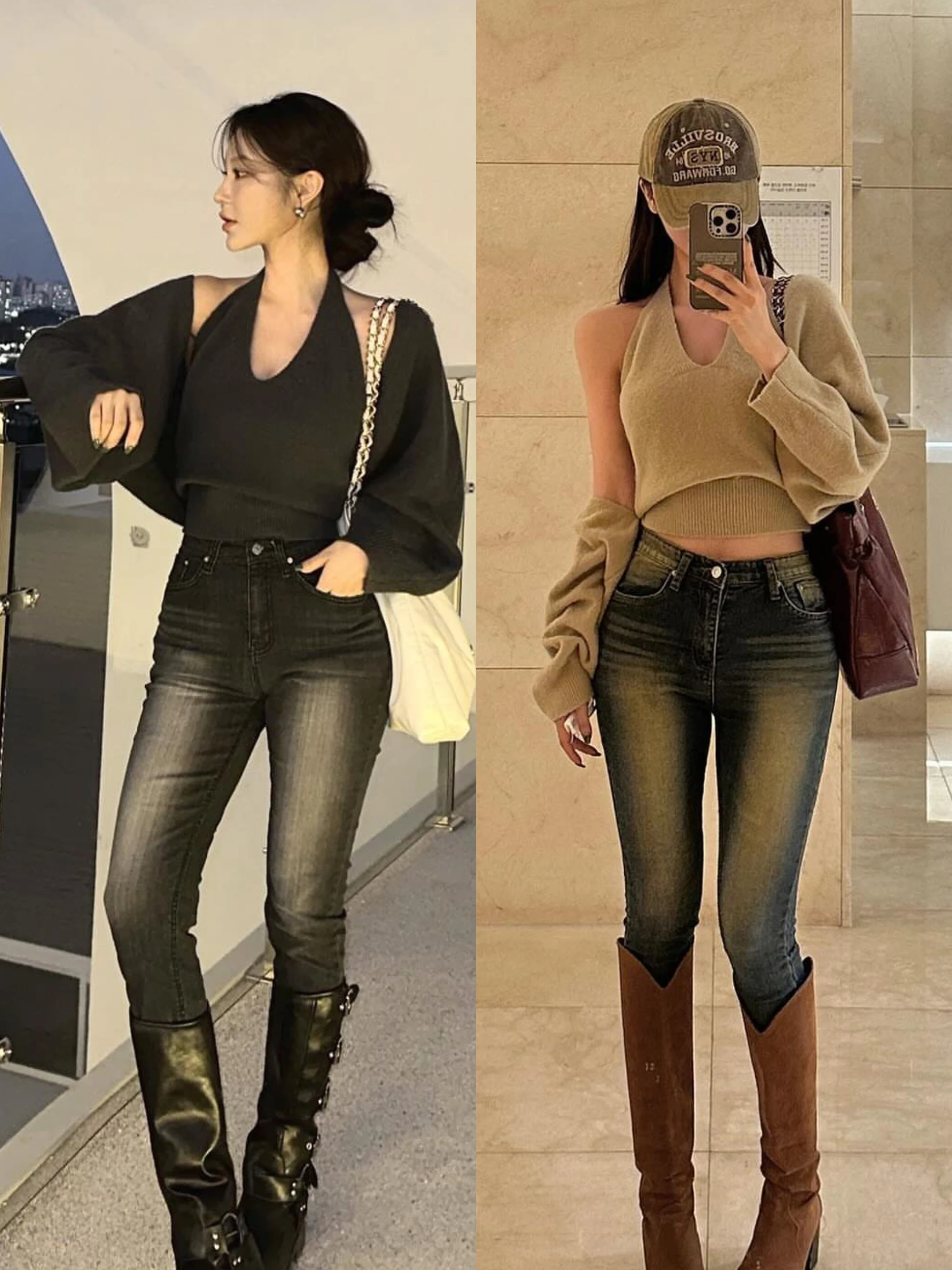 

High Waist adient Retro Denim Jeans Ladies Slim Fit Leg Lengthening Autumn Winter Korean Sle Jeans Straight Leg Pants