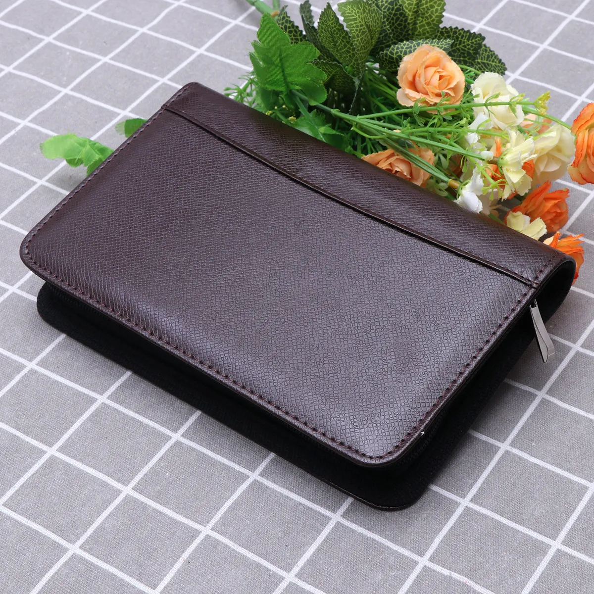 Agenda Notebook Organizer PU A6 Zipper Loose-leaf Business Notepad Calculator Coffee Office Meeting