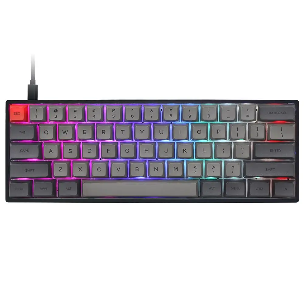 Imagem -06 - Kit de Teclado com Fio Personalizado Compatível com Bluetooth Modo Duplo Montagem Pcb Swappable 60 Rgb Gk61x Gk61xs