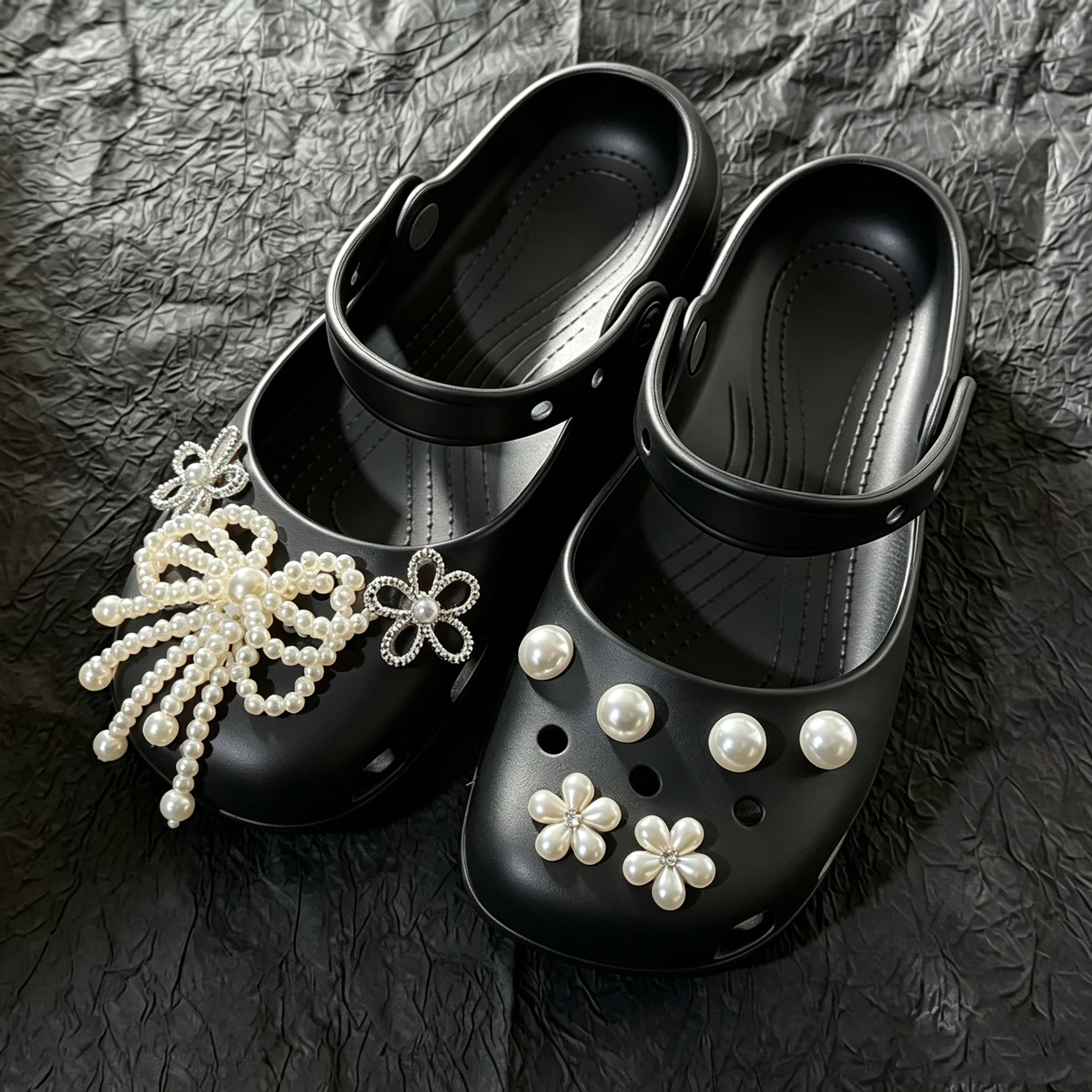 9 Pcs Pearls Bowtie Charms Set Woman Summer 2026 DIY Detachable Ballet Flat Clogs Decorations Slippers Shoes Accessories Woman