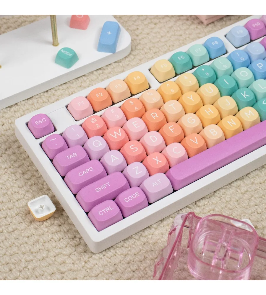 Rainbow magnetic axis mechanical keyboard keycap 127 keys PBT sublimation original factory suitable for Wooting Meijia Lion etc
