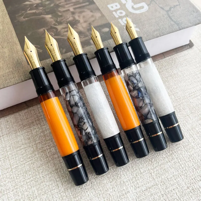 

New MAJOHN P139 Large Piston Fountain Pen orange No.6/8 EF/F/M Nib Hard Rubber Tongue All-copper Structure Writing ink Gift Pens