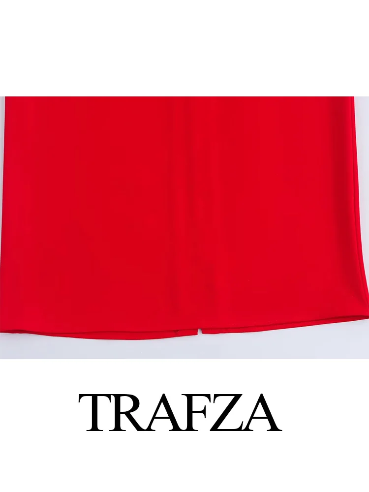 Trafza verão moda feminina vestido longo pendurado pescoço colarinho sem mangas sem costas split hem midi vestido de praia feminino mujer