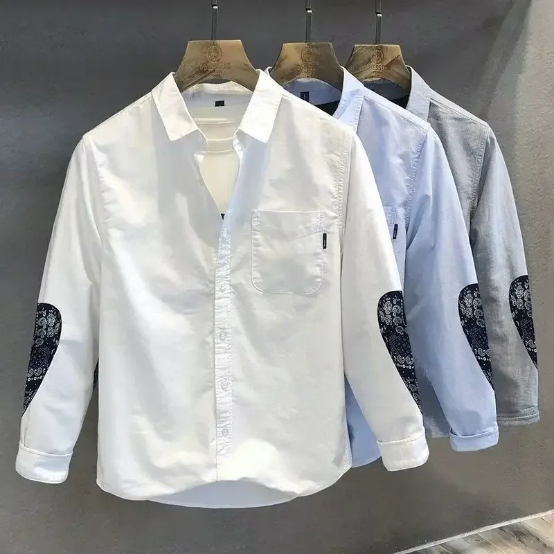 

Male Shirts Graphic Spliced Blue Men's Shirt Floral Social Silk New in Elegant Regular with Sleeves Fashion Man 2024 Tops Summer