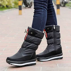 Winter thick women's snow boots Warm Plush Mid-calf Boots Non slip Waterproof Platform Snow Boot Casual Female White shoes