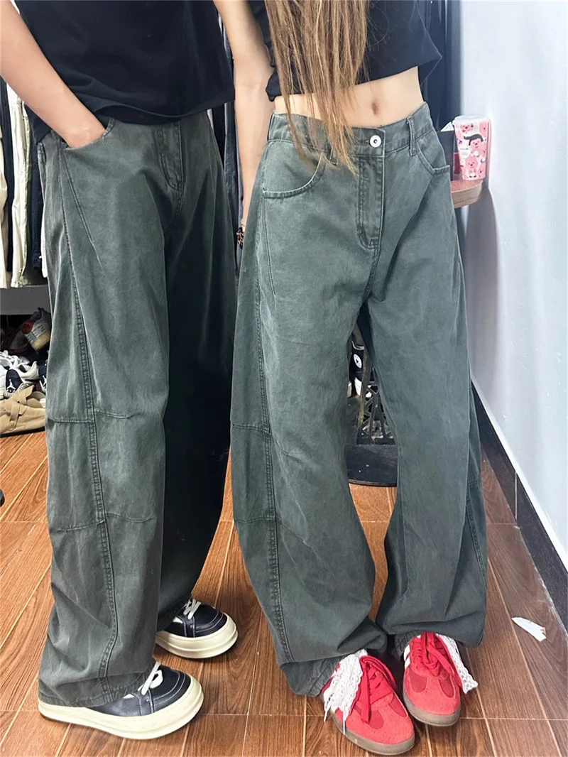 

Мужские свободные широкие рабочие брюки American Sle, зимние прямые повседневные модные брюки длиной до пола, смесь хлопка и полиэстера